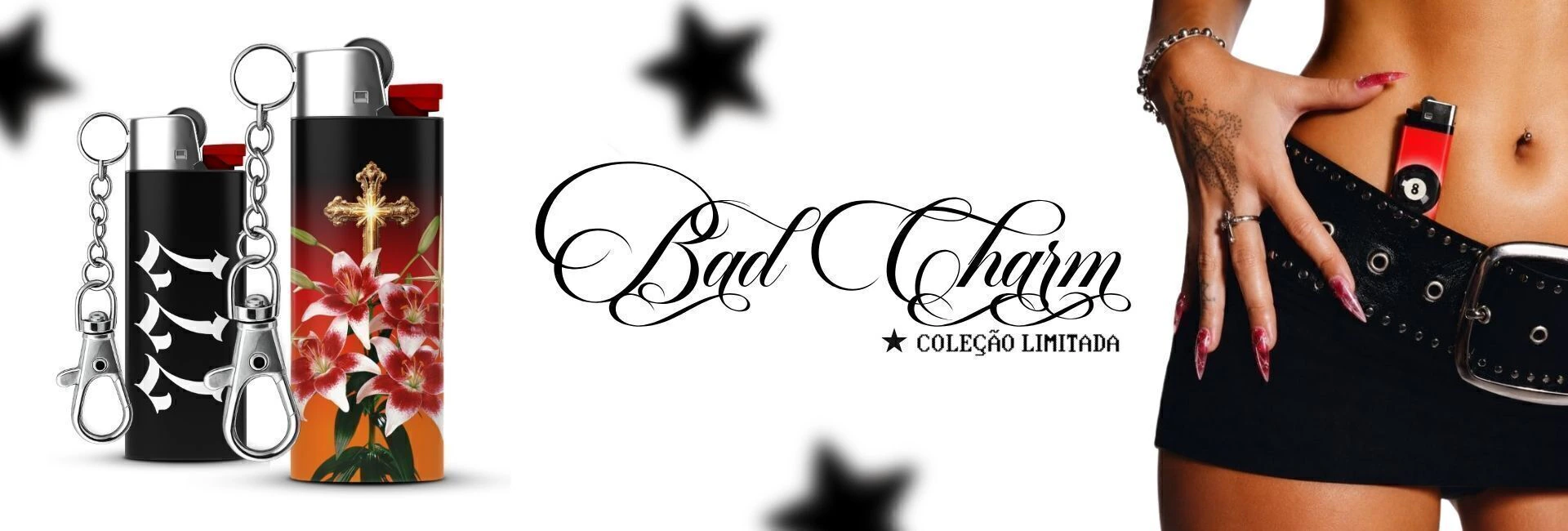 Coleção limitada Bad Charm — isqueiros chaveiro Y2K